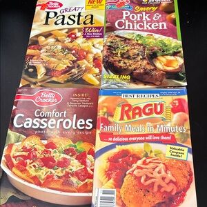 Betty Crocker and Ragu vintage recipe cookbook magazines